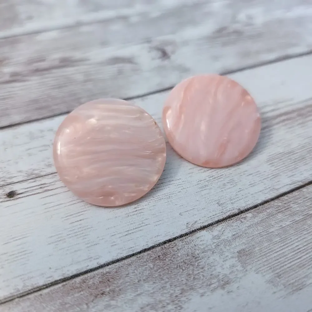 Vintage Clip On Earrings Large 1.25 Pink